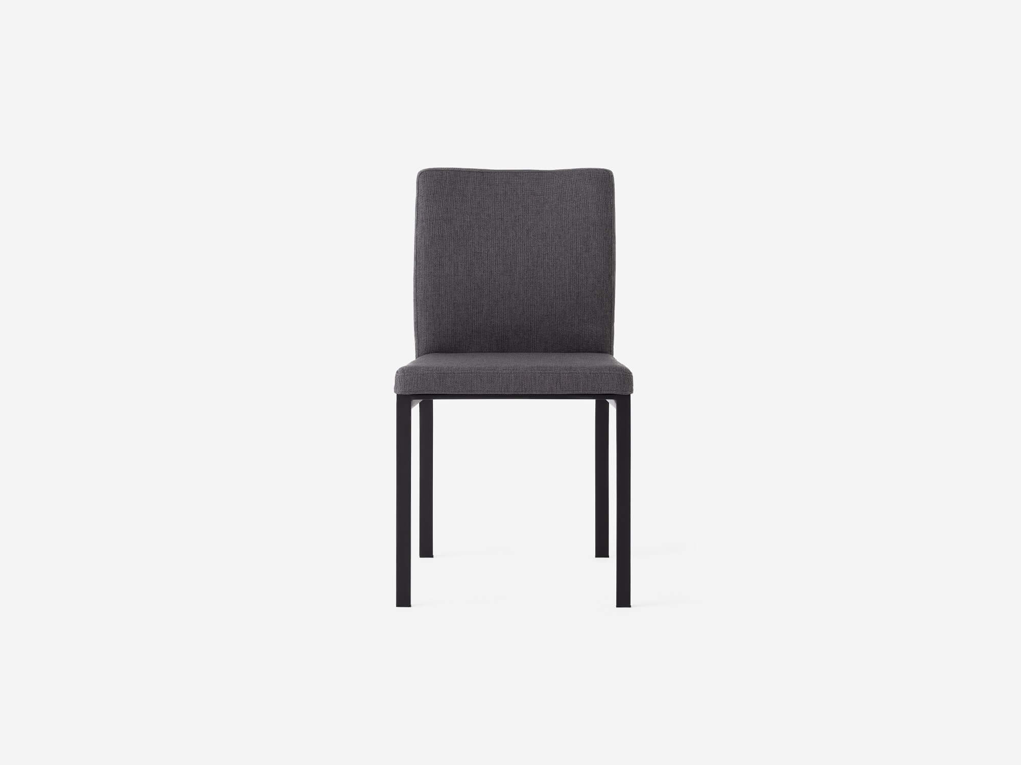 Front view of grey modern dining room chair